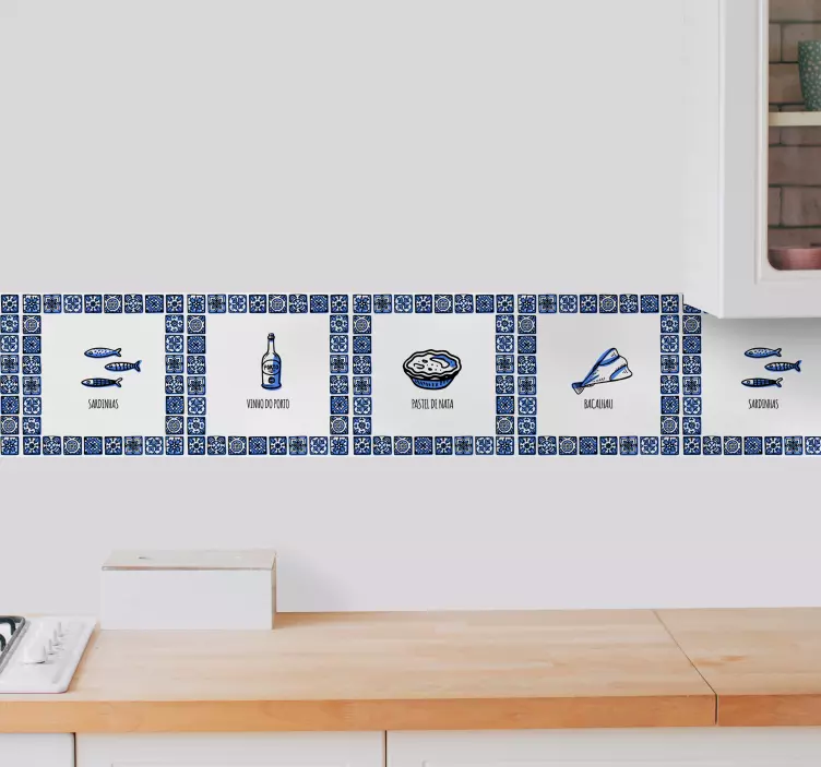 Autocolante azulejos desenhos de pebolim português - TenStickers