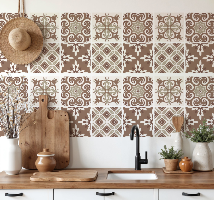 Autocolante azulejos mocha mousse hidráulica - TenStickers