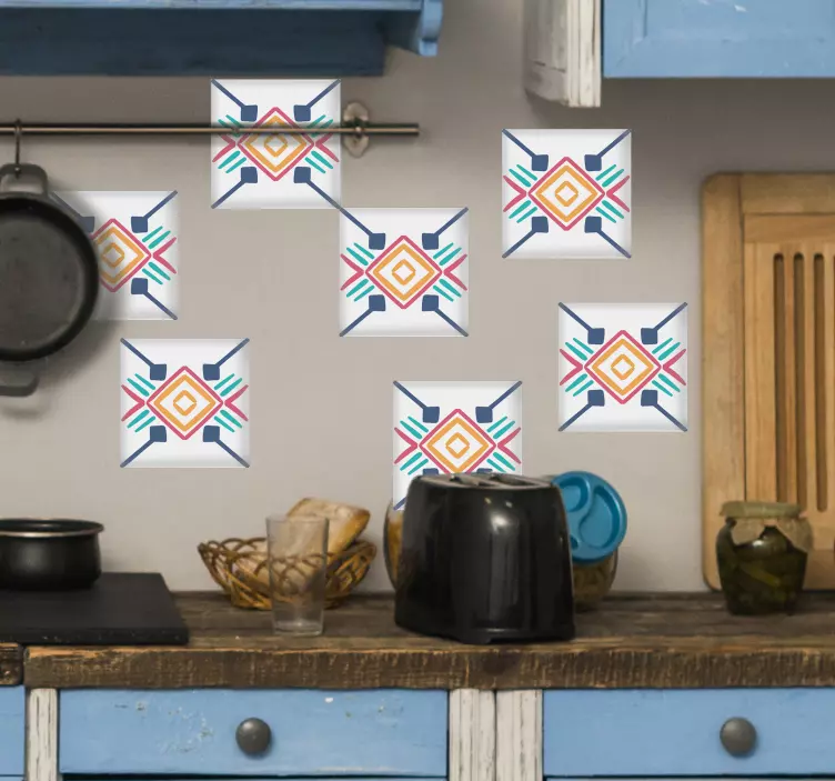 Autocolante azulejos padrão geométrico colorido - TenStickers