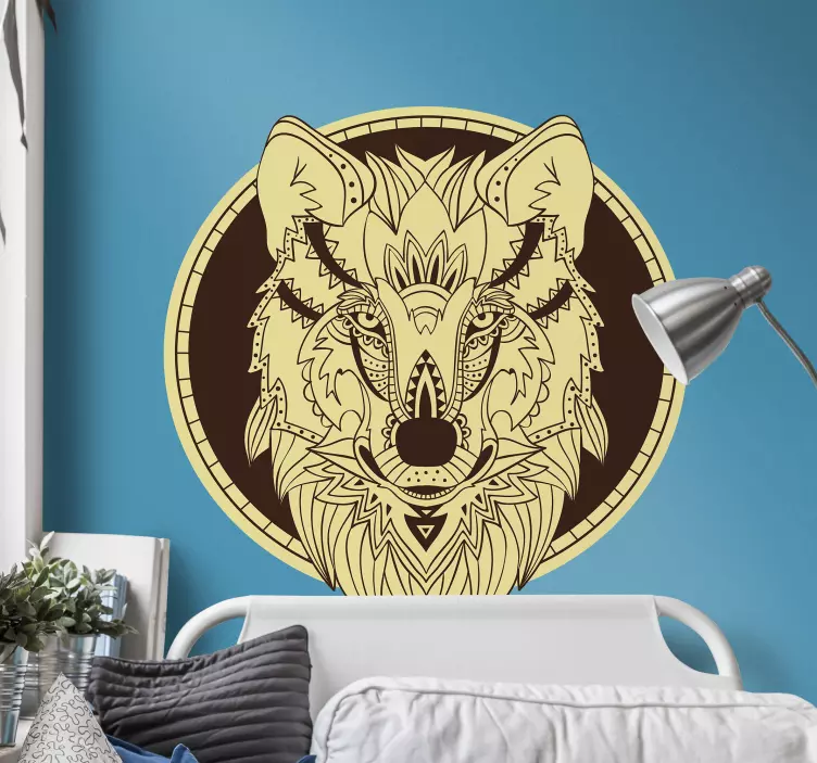 Autocolante cabeça de lobo artística - TenStickers