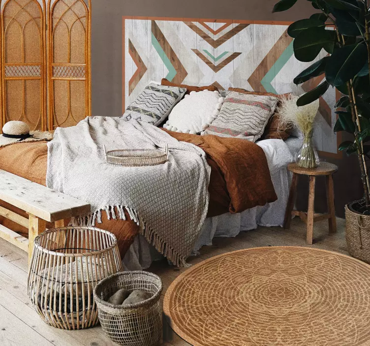 Autocolante cabeceira design com padrões geométricos - TenStickers