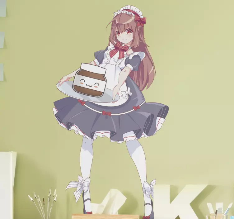 Autocolante decorativo cartoon Garota de anime com nutella - TenStickers
