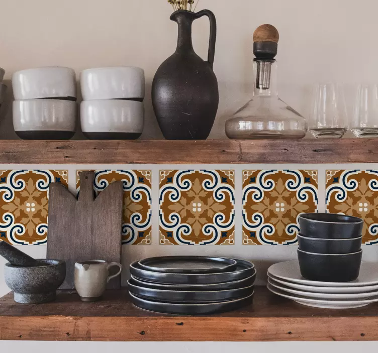 Autocolante de azulejo castanho para cozinha - TenStickers
