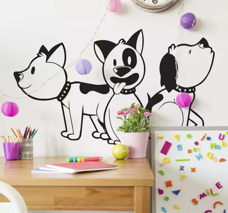 Vinil cão e gato Três cães iguais - TenStickers