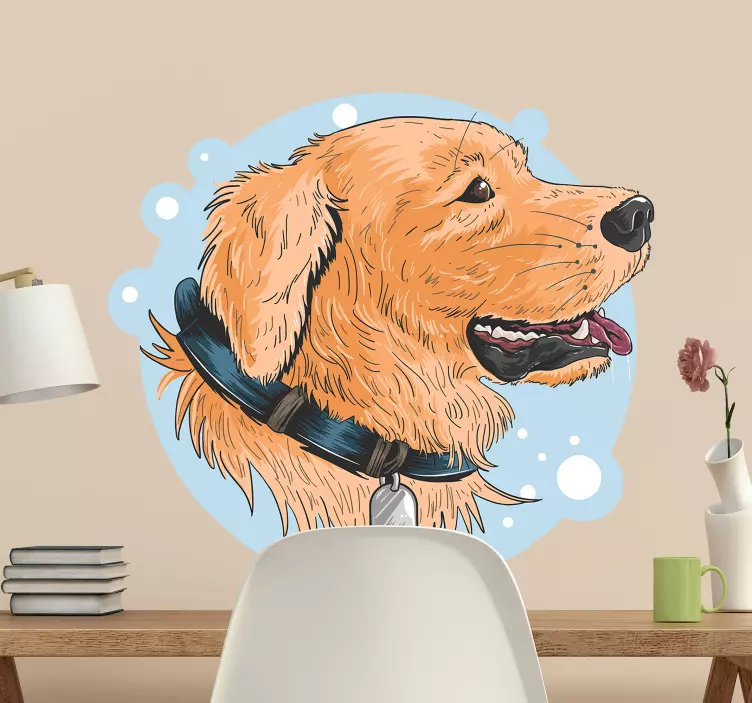 Autocolante animal golden retriever feliz - TenStickers