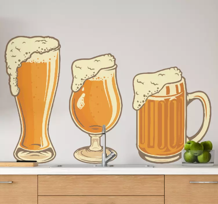 Autocolante comida coleção de copos de cerveja - TenStickers