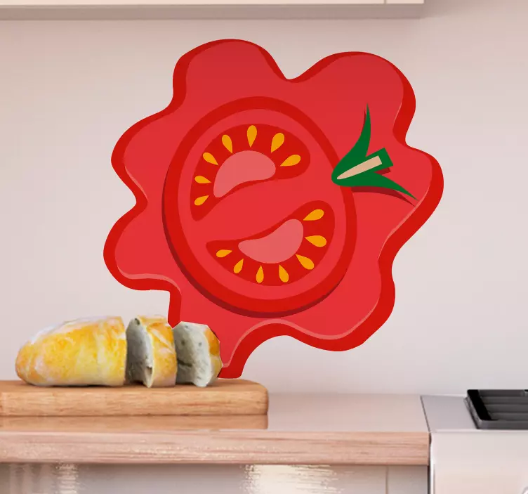 Autocolante comida emblema de fatia de tomate - TenStickers