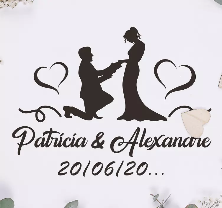 Autocolante de casamento personalizável noivos - TenStickers