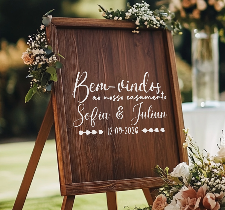Autocolante de casamento tábua de madeira personalizada - TenStickers