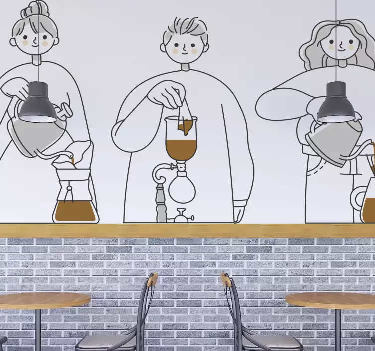 Autocolante de chef ilustrações de preparo de café - TenStickers