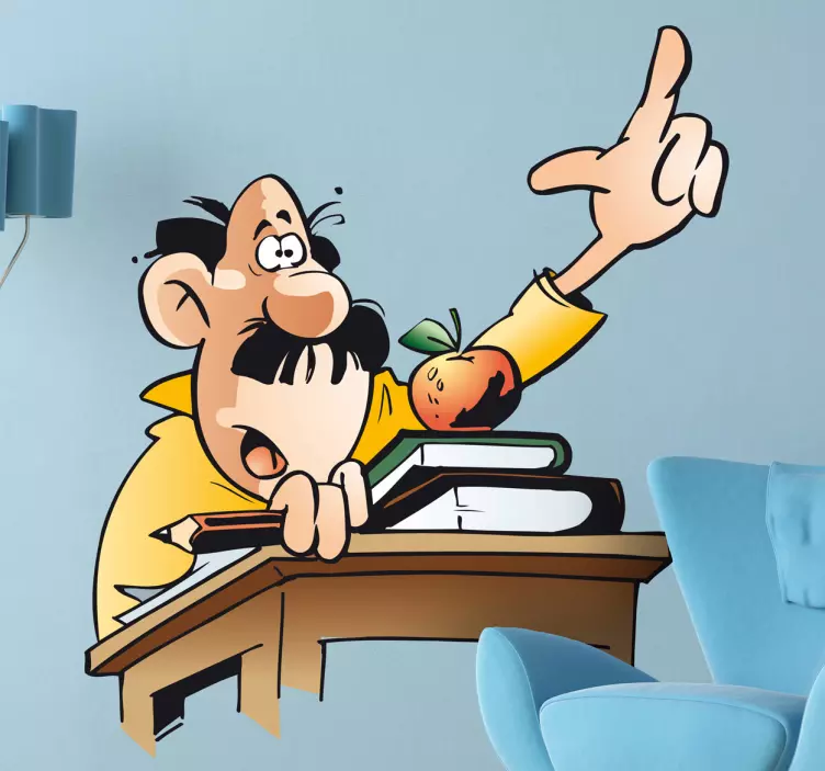 Autocolante de desenhos animados aluno com dúvida - TenStickers