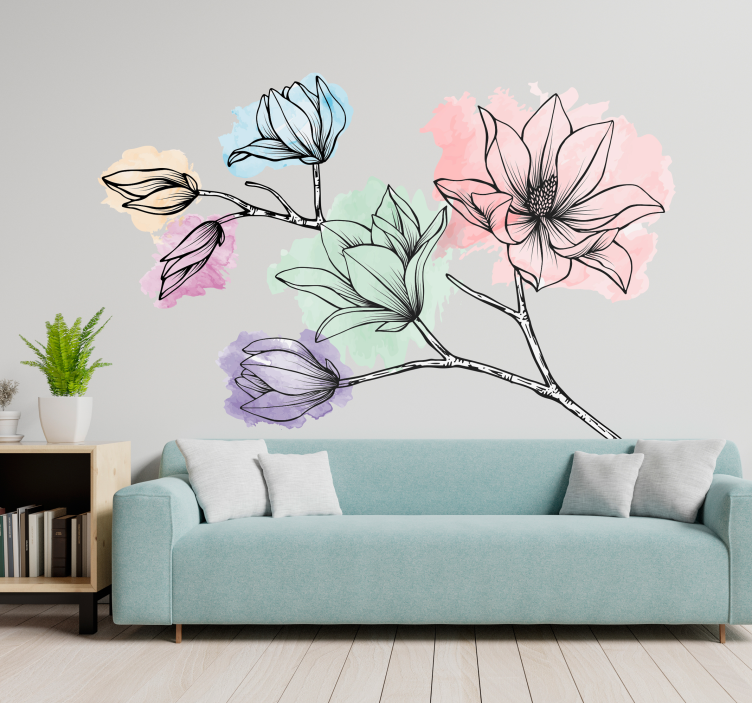 Adesivo decorativo flores Magnólia para parede - TenStickers