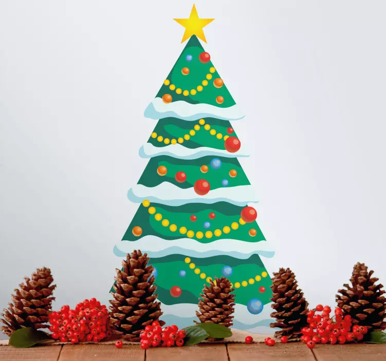 Autocolante de Natal decoração de árvore nevada - TenStickers