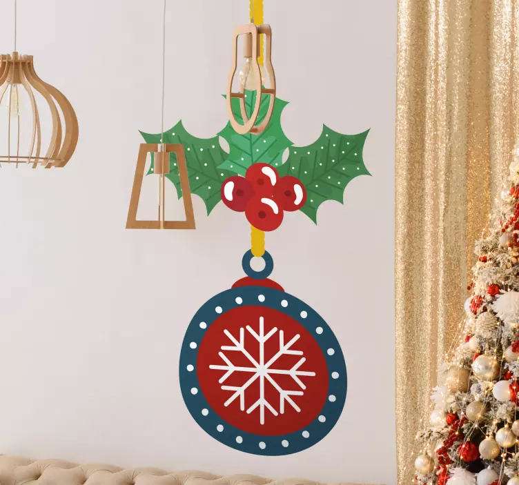 Autocolante de Natal decoração de enfeite de azevinho - TenStickers