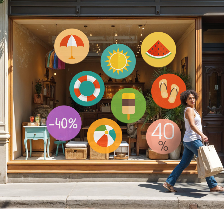 Autocolante de promoção descontos coloridos de verão - TenStickers