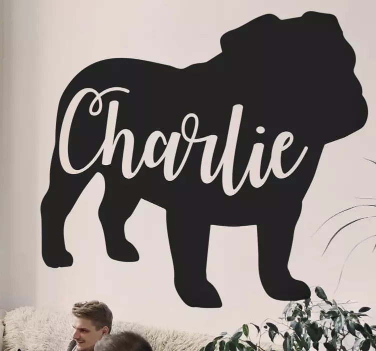 Autocolante de silhueta de bulldog britânico com nome - TenStickers