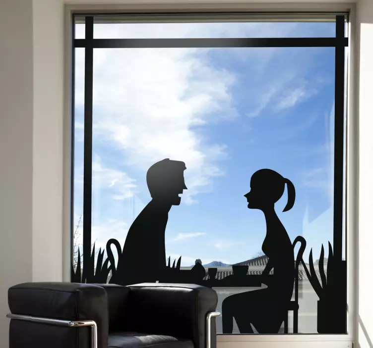 Autocolante de silhuetas encontro no café - TenStickers