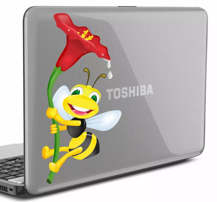 Autocolante decorativo abelha com flor laptop - TenStickers