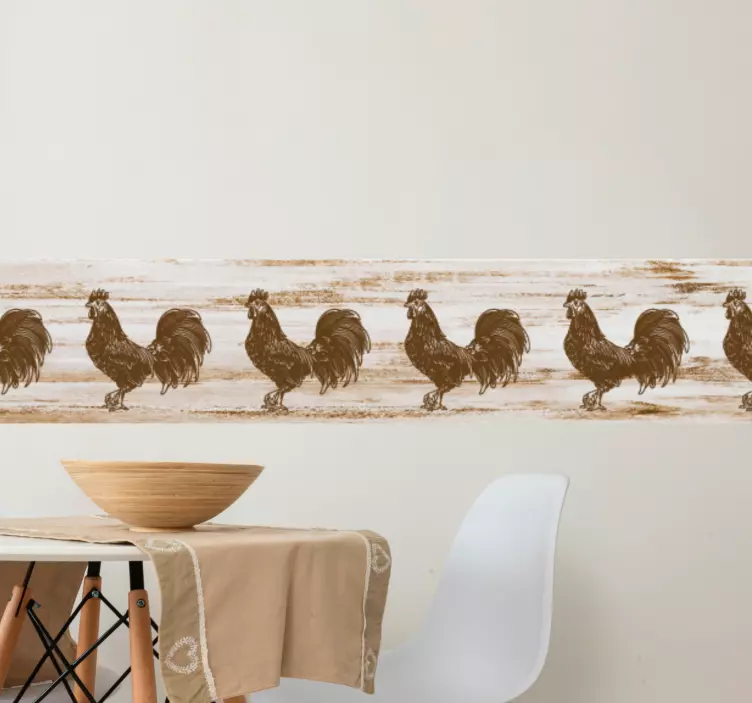 Autocolante azulejo Ilustrações vintage de galo - TenStickers