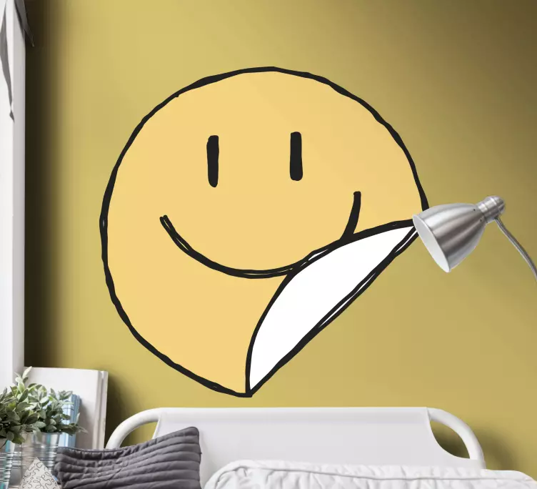 Autocolante azulejo Rosto de giz de cera com sorriso amarelo - TenStickers