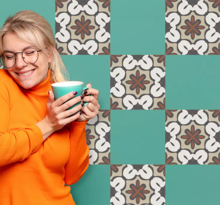 Autocolante azulejos design geométrico bege - TenStickers