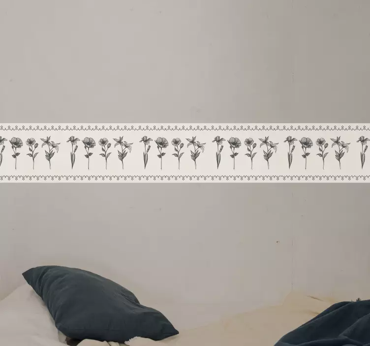 Autocolante decorativo borda floral elegante - TenStickers