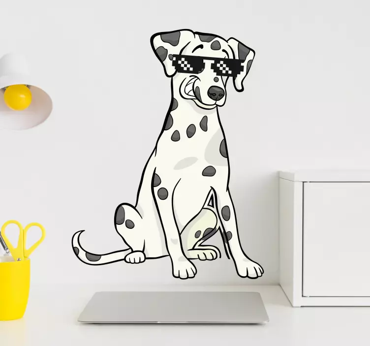 Autocolante com cães e gatos Dálmata com óculos de sol - TenStickers