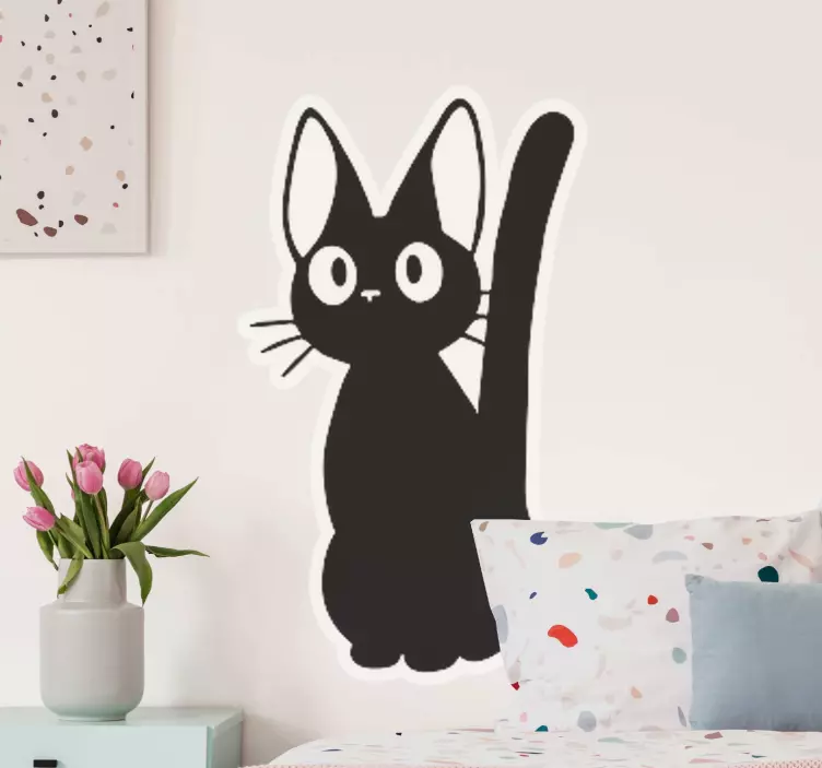 Autocolante com cães e gatos Gato preto anime - TenStickers