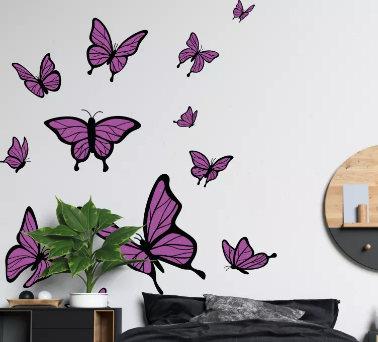Autocolante com borboletas Borboletas voadoras rosa - TenStickers