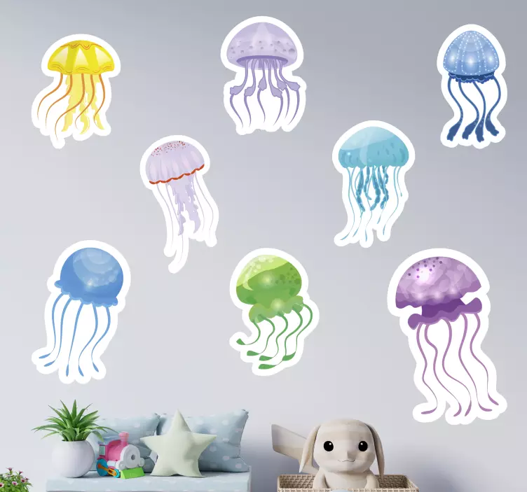 Autocolante com peixes Cores de água-viva - TenStickers