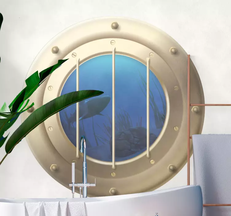 Autocolante Tubarão na janela do submarino - TenStickers