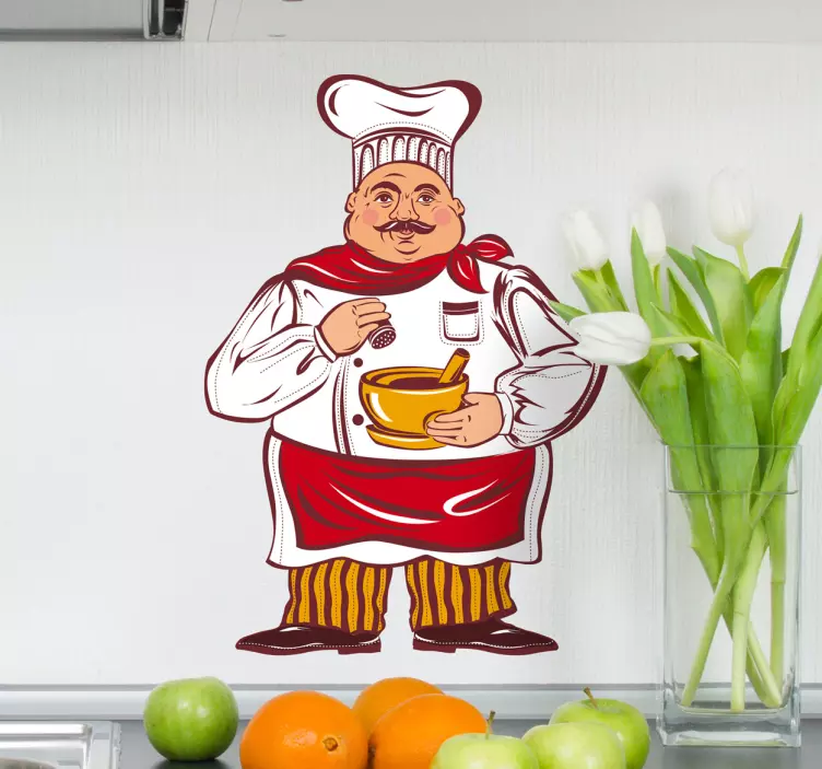 Autocolante decorativo cozinheiro e sopa - TenStickers