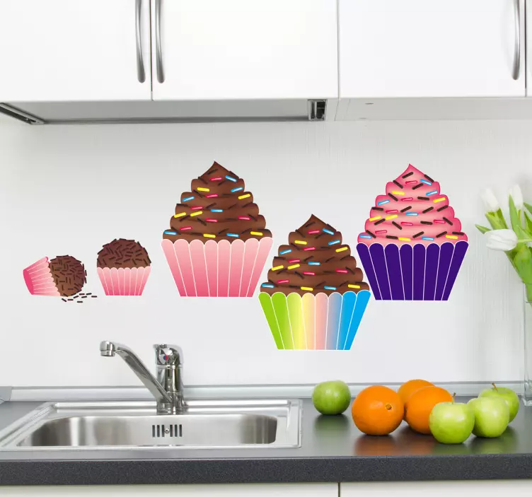 Autocolante decorativo cupcakes chocolate - TenStickers
