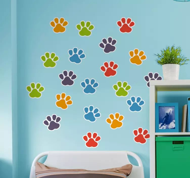 Vinil decorativo de animais pegadas coloridas - TenStickers