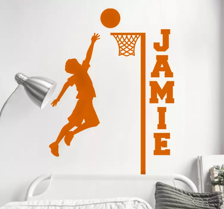 Autocolante decorativo de basquetebol com nome - TenStickers