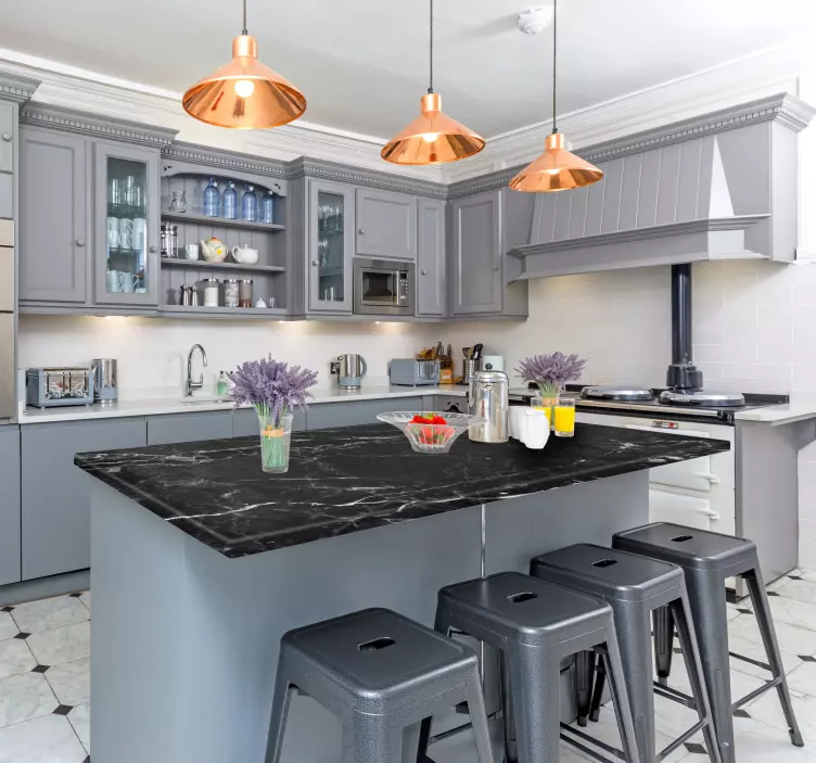 Autocolante padrões encimera de mármore preto - TenStickers