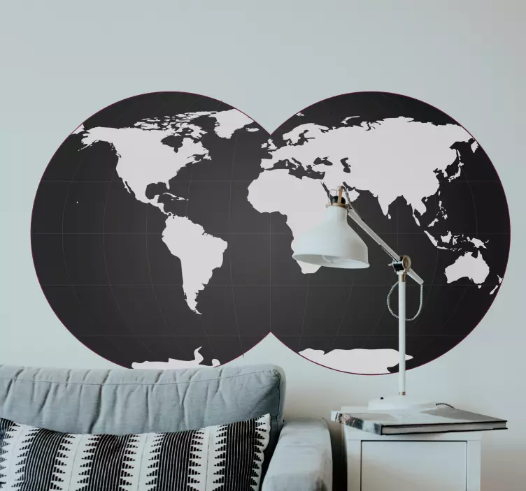 Autocolante decorativo duplo mapa mundo - TenStickers