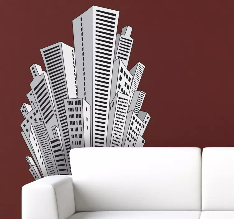 Autocolante decorativo explosão de arranha-céus urbanos - TenStickers