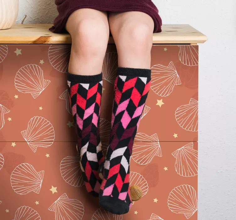 Autocolante decorativo fundo com padrão de concha - TenStickers