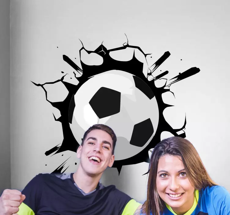 Autocolante Futebol Bola através da parede - TenStickers