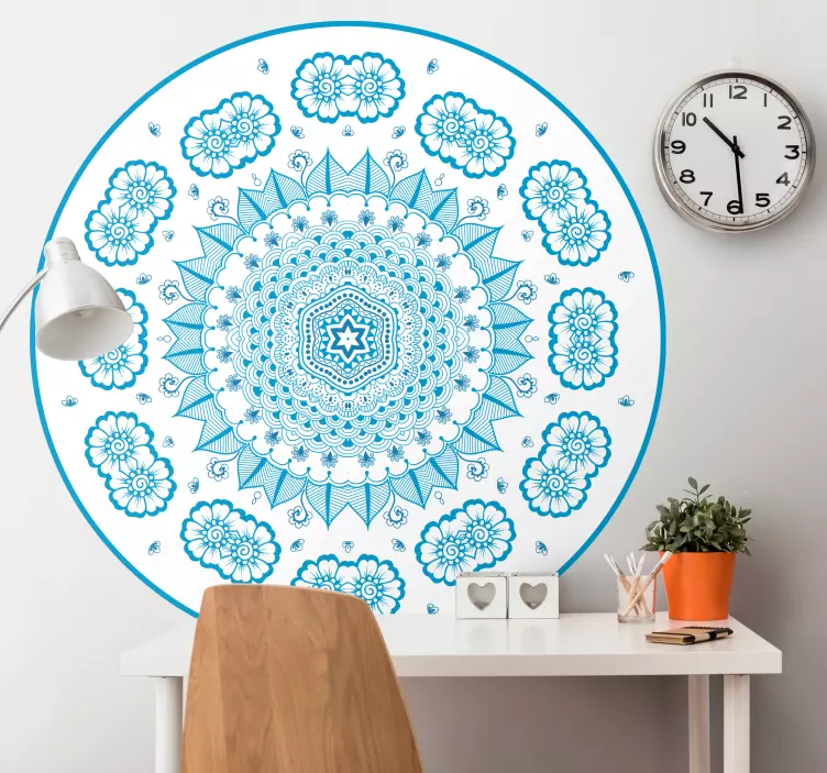 Autocolante animal mandala botânica azul - TenStickers