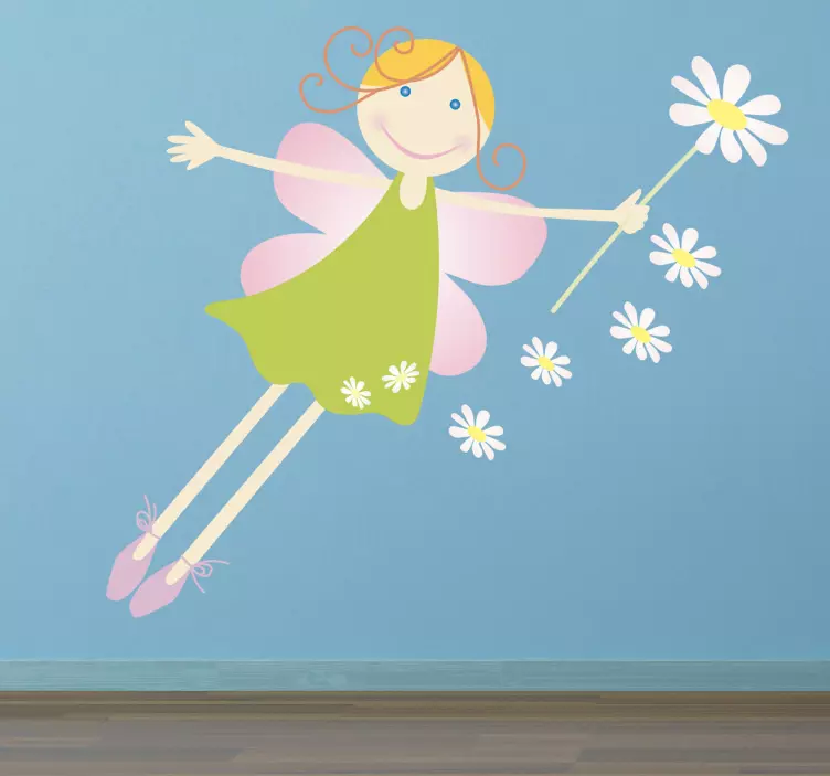 Autocolante decorativo infantil fada com flores - TenStickers