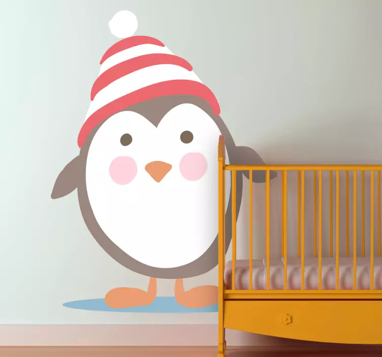  Vinil decorativo infantil pinguim com um chapéu - TenStickers