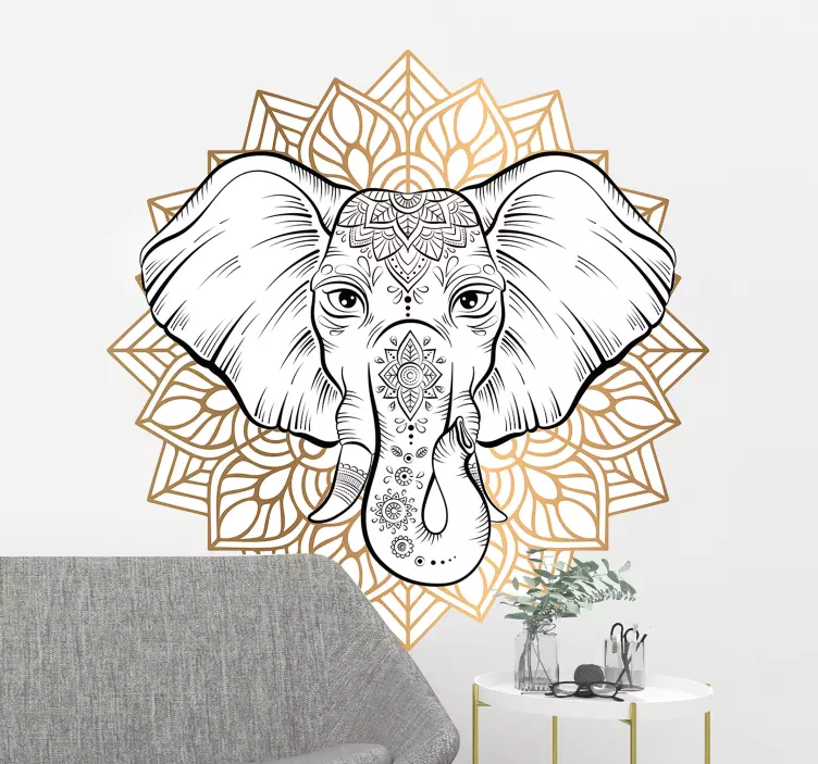 Autocolante decorativo mandala de elefante elegante - TenStickers