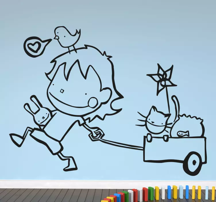 Autocolante decorativo menino e as suas mascote - TenStickers