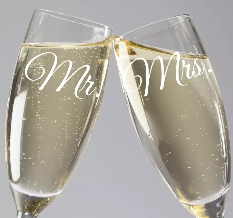 Autocolante decorativo Mr e Mrs copos - TenStickers