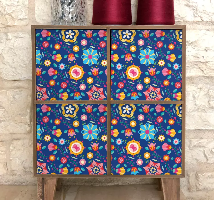 Autocolante decorativo padrão floral colorido - TenStickers