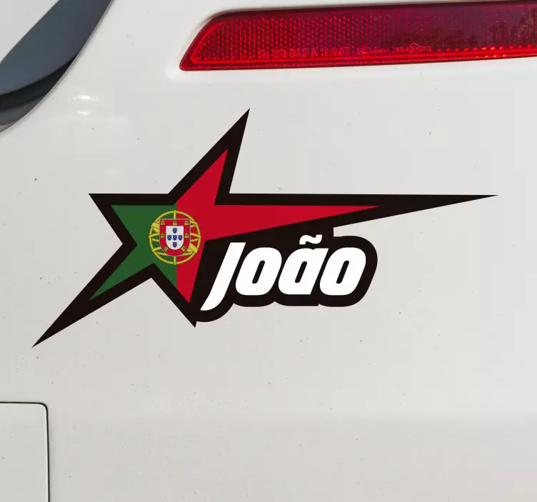 Autocolante para carro bandeira Portugal com nome - TenStickers