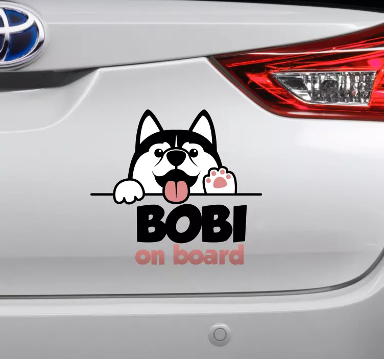 Autocolante para carros cão com nome personalizado - TenStickers