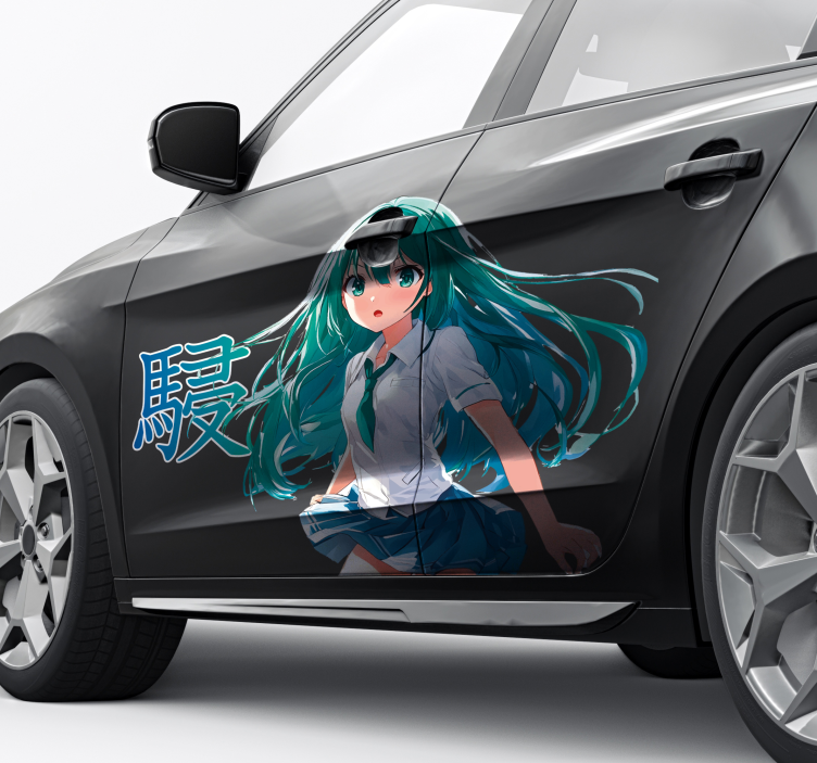 Autocolante para carros garota manga cabelo verde - TenStickers